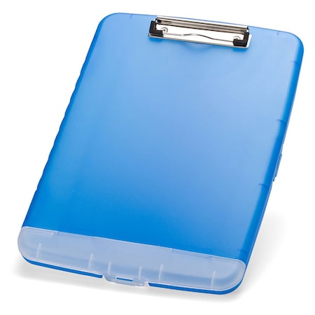Officemate Slim Clipboard with Storage Box, Low Profile Clip & Storage Compartment, Blue 83304